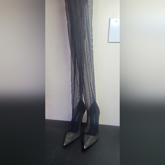 Dolce & Gabbana Black Tulle Thigh-High Boots Size 40 ABOUT 9 - Picture 2 of 14